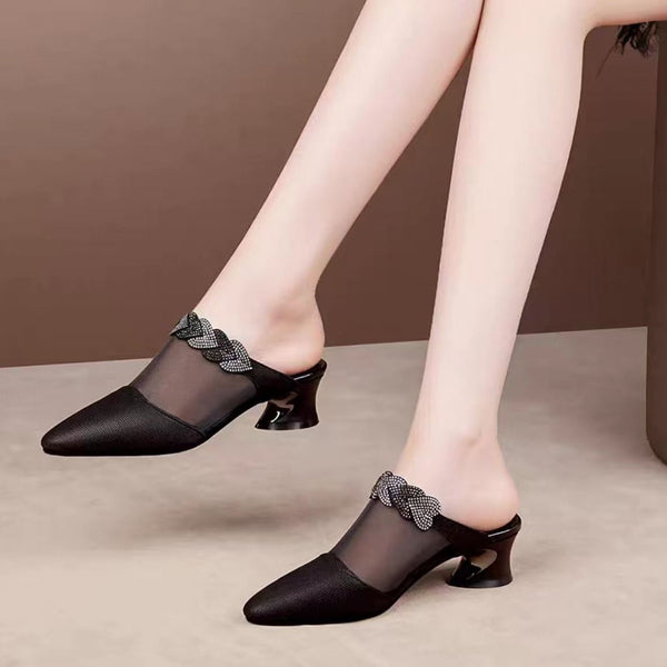 Pantuflas Cerradas de Cuero y Malla para Mujer - Image 6