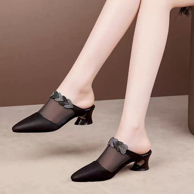 Pantuflas Cerradas de Cuero y Malla para Mujer - Image 6