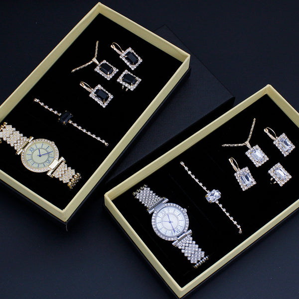 Reloj Mujer Diamantes Patrón Romano Lujo Ligero - Set Joya con Pulsera