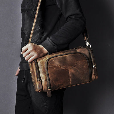Bolso Bandolera Cuero Crazy Horse Gran Capacidad