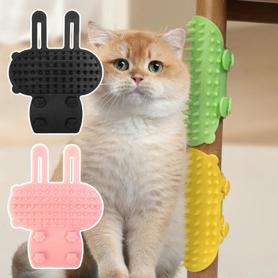 Cepillo Masajeador Quitapelos para Gatos con Rascador de Pared Autolimpiable
