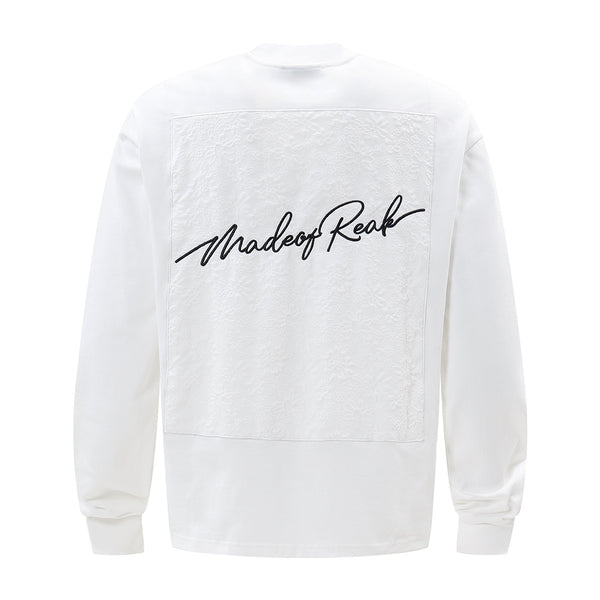 Blusa Larga Holgada con Bordado y Letras Manuscritas