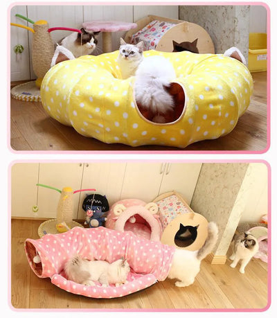 Túnel Enrollable para Gatos con Cama Integrada y Juguete Dragón - Image 13