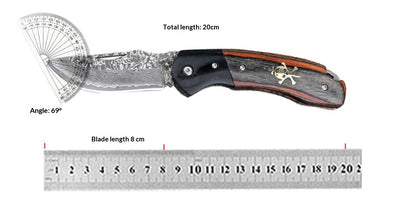 Cuchillo Plegable de Acero Damasco Portátil - Image 6