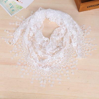 Pañuelo de Seda con Encaje y Flecos Creativos para Mujer - Image 8