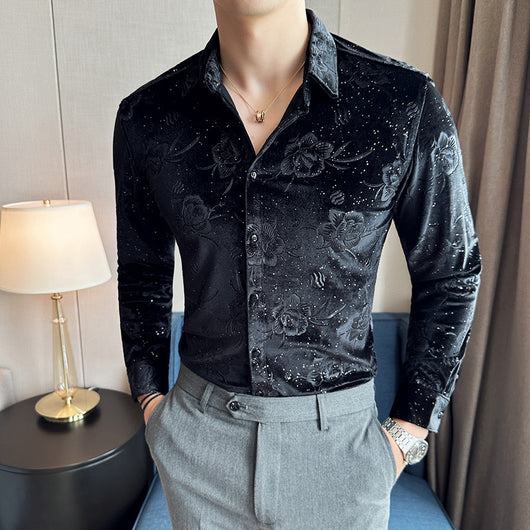 Ropa Elegante en Terciopelo Dorado para Hombre Talla Grande - Image 3