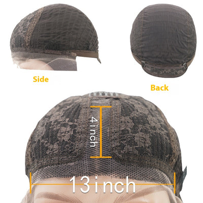 Peluca Frontal de Encaje Fibra Química Cabello Liso Negro Mediano - Image 7