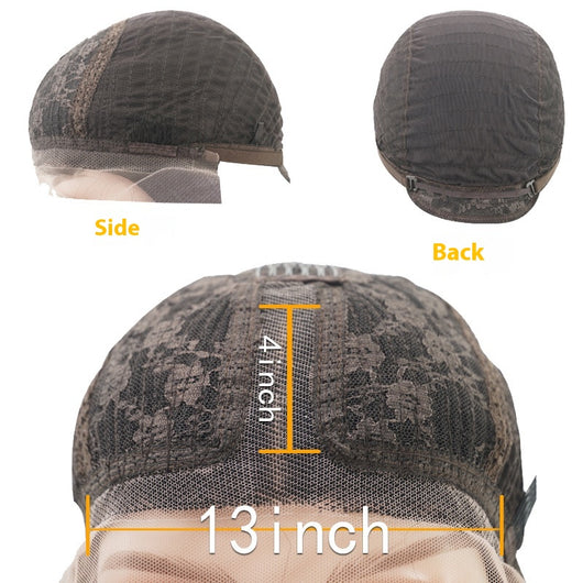 Peluca Frontal de Encaje Fibra Química Cabello Liso Negro Mediano - Image 7