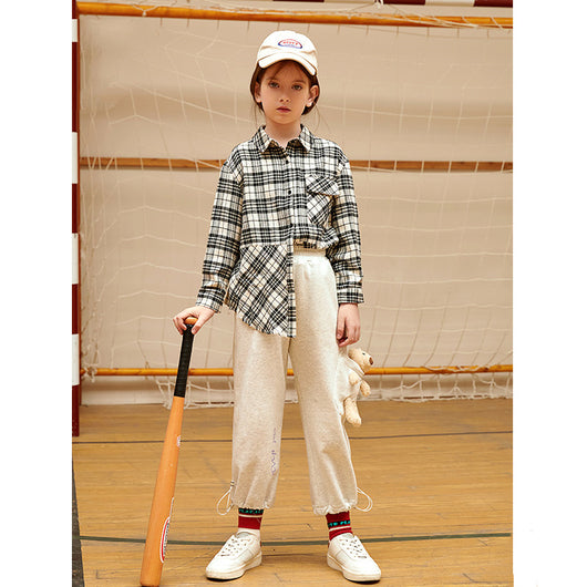 Camisa Infantil Cuadros Suelta Manga Larga Casual - Image 3