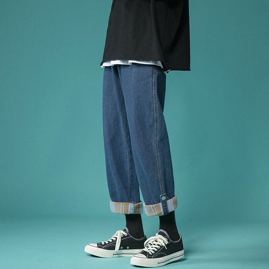 Jeans Rectos Holgados de 9 Puntos Estilo Coreano Tendencia - Image 3