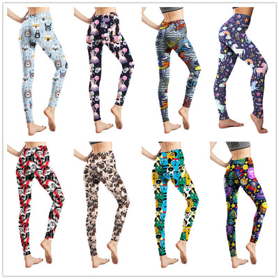 Leggings Estampado Graffiti Cartoon Abstracto Europeo y Americano para Mujer