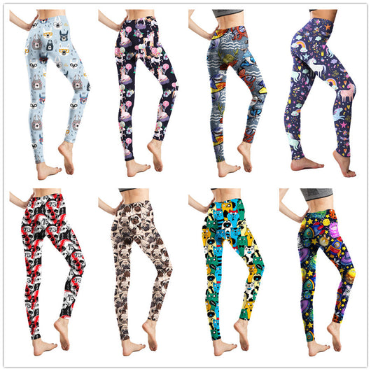 Leggings Estampado Graffiti Cartoon Abstracto Europeo y Americano para Mujer