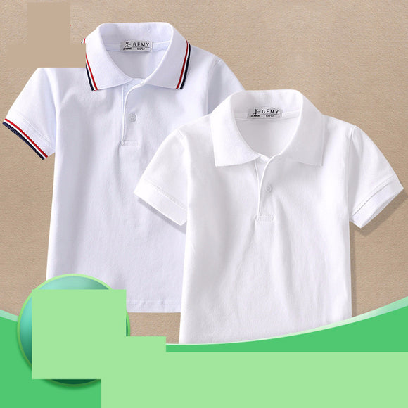 Playera Infantil Blanca con Cuello de Solapa CUHK