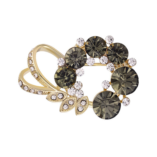 Broche Temperamento Coreano con Diamante Negro Incrustado