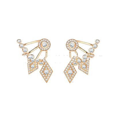 Aretes Dobles de Diamante y Circón - Diseño Europeo y Americano - Image 7