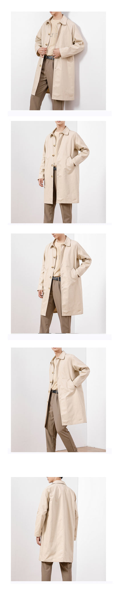 Abrigo Trinchera Casual de Largo Medio para Hombre - Image 14