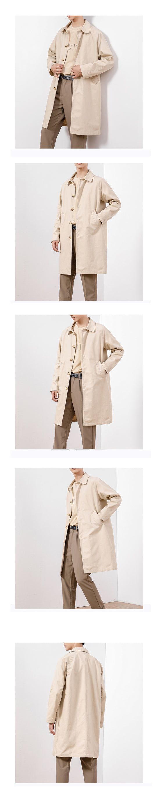 Abrigo Trinchera Casual de Largo Medio para Hombre - Image 14