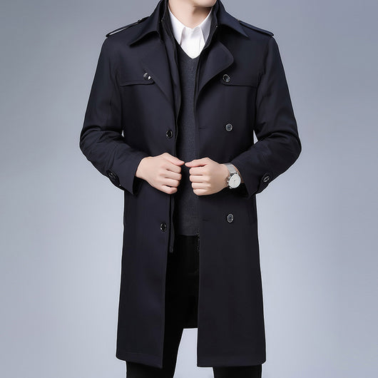 Chaqueta Cortavientos Doble Botonadura con Forro de Lana Desmontable para Hombre - Image 13