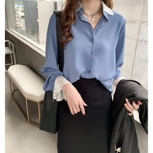 Blusa Occidental Femenina con Encaje y Detalles en Chifón - Image 2