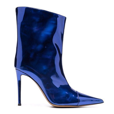 Botas Tobilleras Nightclub Tacón Alto Puntiagudo 9cm Cuero Magic Paint - Image 12