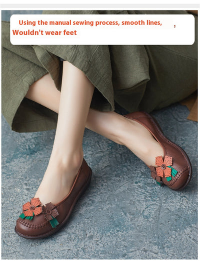 Zapatos Artesanales de Cuero Estilo Étnico Retro con Suela Suave para Mujer - Image 8