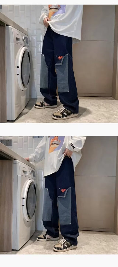 Jeans Vintage Americano con Parches para Hombre - Estilo Trendy - Image 14