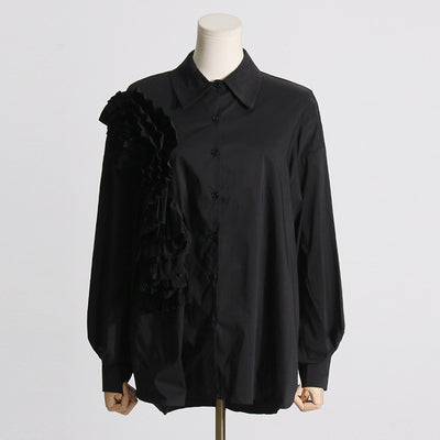 Blusa Casual con Flores Tridimensionales y Detalles de Volantes - Image 10