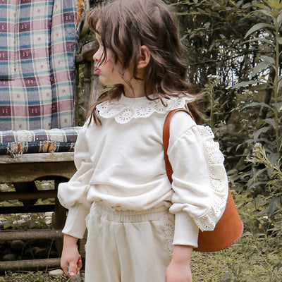 Suéter Infantil Niña Estilo Occidental con Encaje Suelto Manga Larga - Image 5