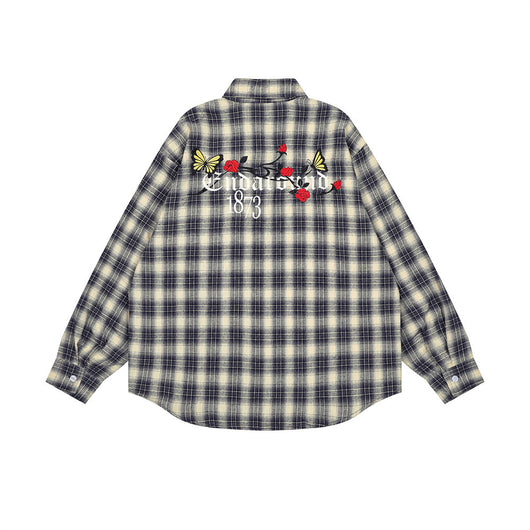 Camisa Cuadriculada Holgada de Manga Larga para Hombre - Image 19