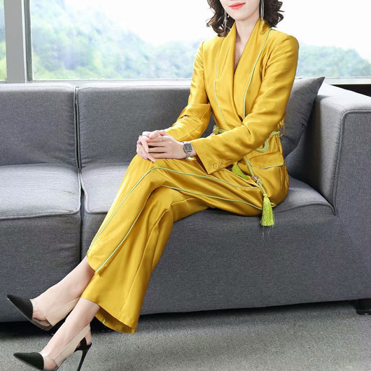 Conjunto Elegante de Abrigo y Pantalón para Mujer - Image 18