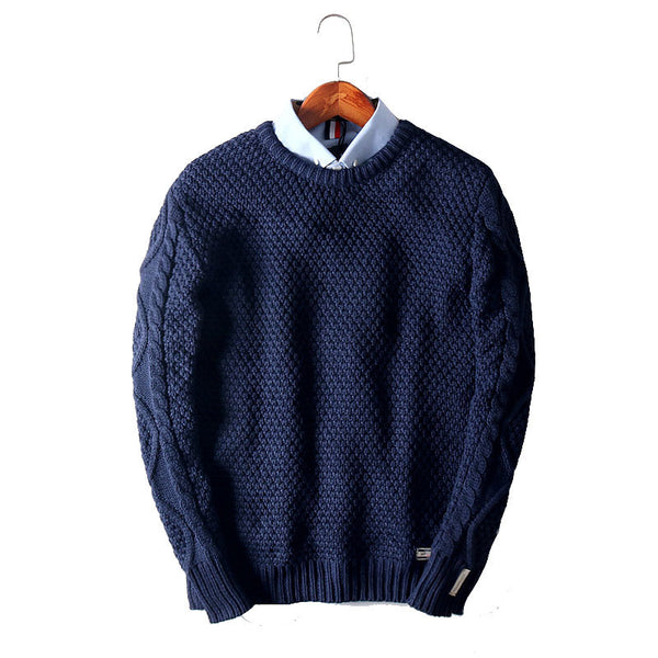 Suéter Cuello Redondo Tejido Retorcido para Hombre - Prenda Base Térmica