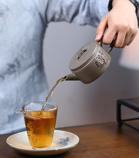 Tetera Artesanal de Barro Púrpura con Boca Ancha - Té Premium Hanwa - Image 16