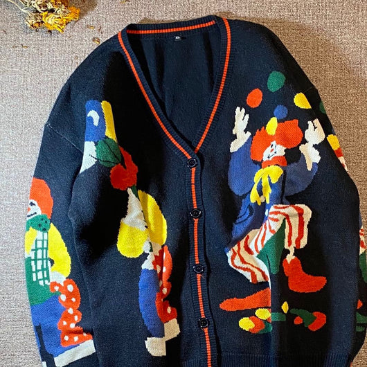 Cardigan Retro Cuento de Hadas - Estilo Clown Vintage Americano - Image 2