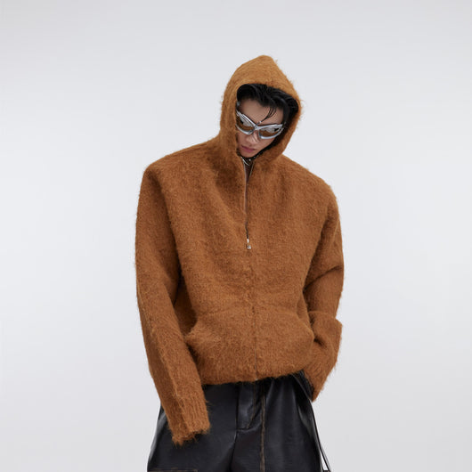 Cardigan con Capucha de Mohair Engrosado para Hombre