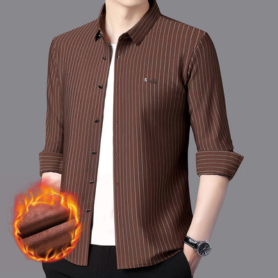 Camisa de Rayas Manga Larga para Hombre - Casual Ejecutivo Primavera Otoño - Image 7