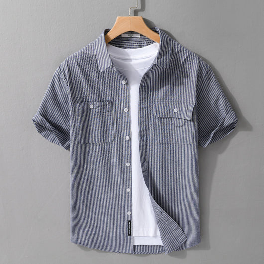 Camisa Casual de Algodón Manga Corta para Hombre - Versátil y Moderna - Image 3