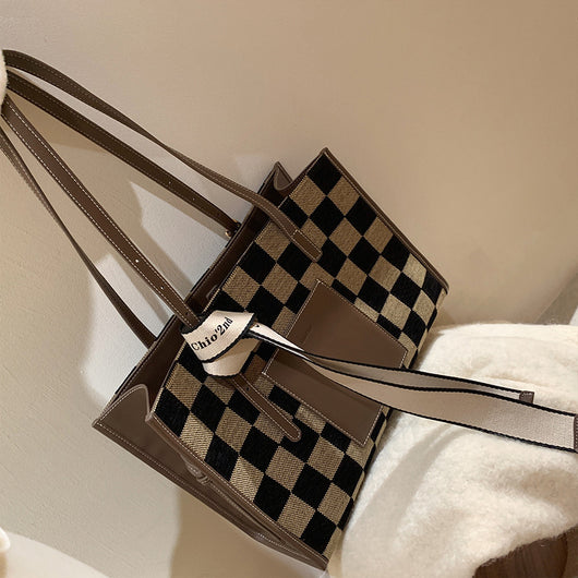 Bolso de Hombro Retro a Cuadros para Mujer - Image 9