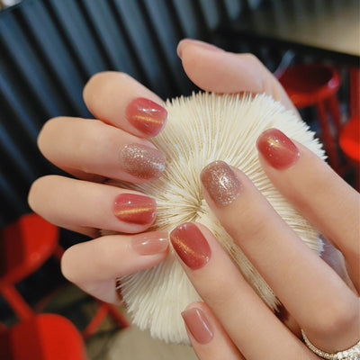 Uñas Postizas Removibles Diseño Fresa Corazón Mariposa Cortas - Image 18