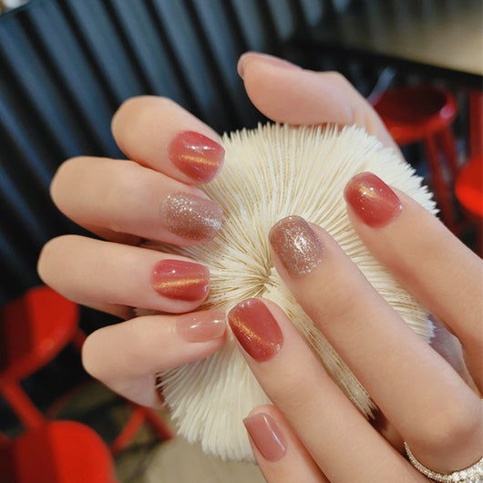 Uñas Postizas Removibles Diseño Fresa Corazón Mariposa Cortas - Image 18