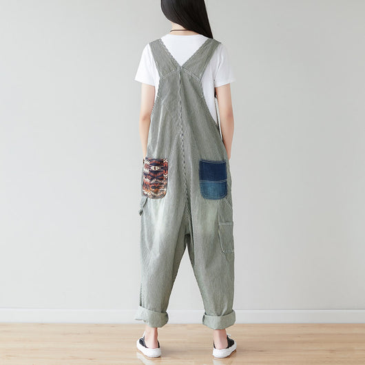 Overol Rayado Talla Grande para Mujer - Estilo Coreano Moderno - Image 10