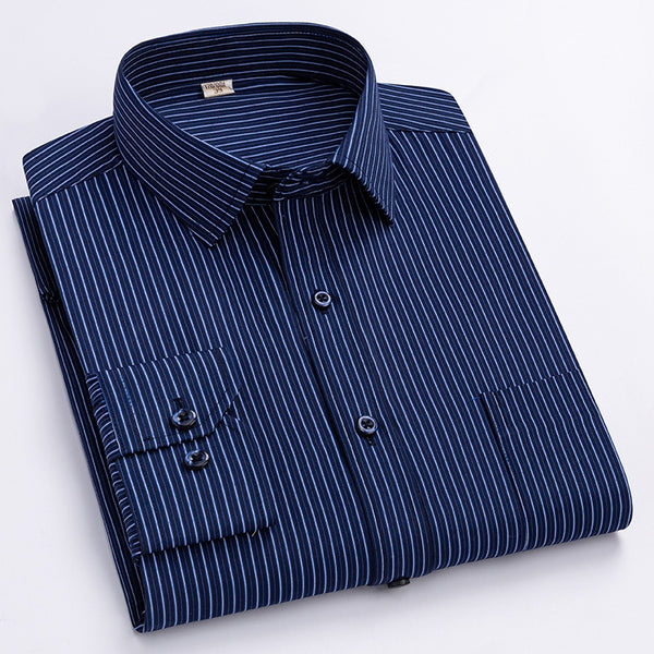Camisa de Trabajo Manga Larga a Rayas Azules para Hombre