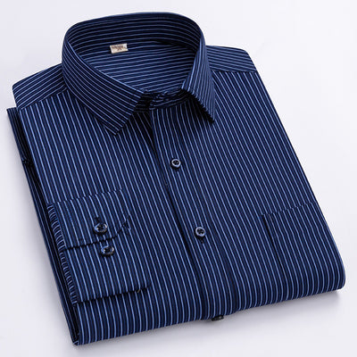 Camisa de Trabajo Manga Larga a Rayas Azules para Hombre