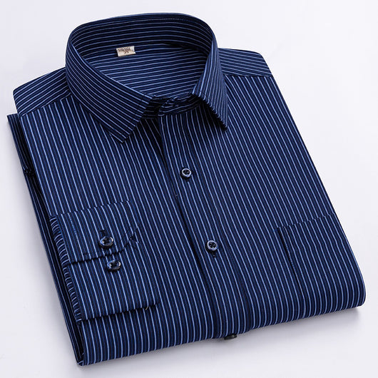 Camisa de Trabajo Manga Larga a Rayas Azules para Hombre