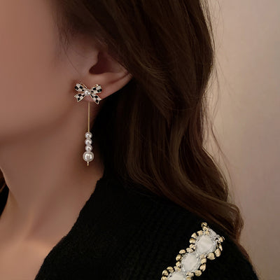 Aretes de Perla con Moño Elegante para Mujer - Image 3
