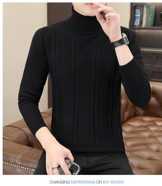 Suéter de Cuello Alto para Hombre con Tejido Trenzado - Image 16