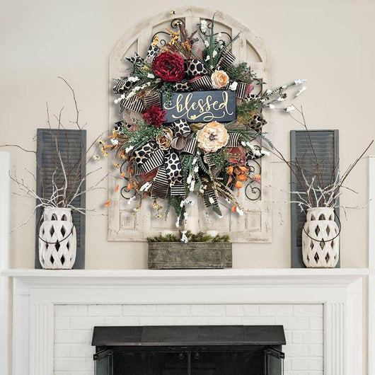 Corona Otoñal Leopardo para Puerta - Decoración Elegante Todo el Año