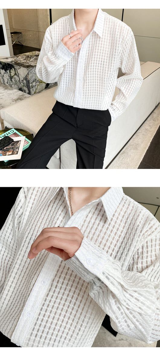 Camisa Cuadrillé Blanca con Drapeado Suelto - Image 14