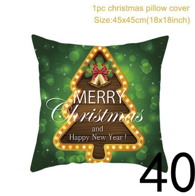 Funda de Almohada Navideña con Estampado Santa para Decoración del Hogar - Image 40
