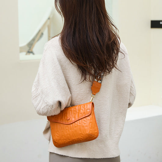 Bolso Retro Crossbody para Mujer con Correa Ancha y Letras