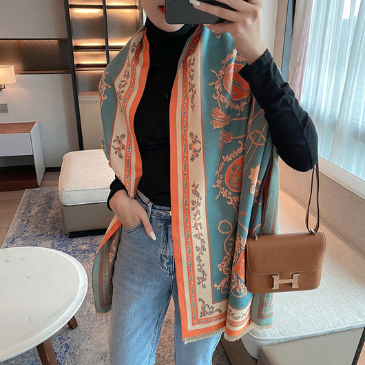 Bufanda de Cachemira con Diseño Japonés para Mujer - Otoño e Invierno - Image 2